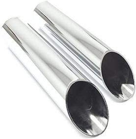 img 2 attached to 2 Piece Set Of Angle Cut Chrome Exhaust Tips 1.75" (1 3/4") Inlet X 2" Outlet X 8" Length