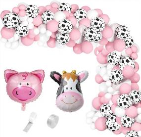 img 4 attached to Набор из 131 шт., арка из воздушных шаров с розовым принтом коровы и воздушный шар из фольги свиньи для украшения и принадлежностей для дня рождения сельскохозяйственных животных - Kicpot Cute Cow Balloons Set