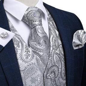 img 1 attached to 🤵 Elegant DiBanGu Waistcoat Wedding Necktie Jacquard for the Sophisticated Groom