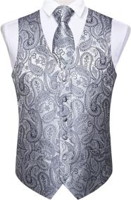 img 2 attached to 🤵 Elegant DiBanGu Waistcoat Wedding Necktie Jacquard for the Sophisticated Groom