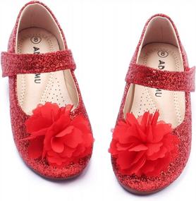 img 4 attached to Cute Flower Girl Mary Jane Shoes - ADAMUMU Lace Flore Ballet Flats For Toddlers Perfect For Weeding, Walking, And Jumping