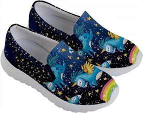 img 2 attached to Joyful Animal & Unicorn Kids Slip Ons - PattyCandy Lightweight Casual Shoes, US8C-US7Y