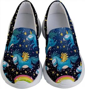 img 4 attached to Joyful Animal & Unicorn Kids Slip Ons - PattyCandy Lightweight Casual Shoes, US8C-US7Y