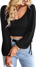 img 4 attached to Stylish Topmelon Women'S Crop Tops - Long Sleeved Blouses With Backless And Puff Sleeves For Casual Fashion Wear