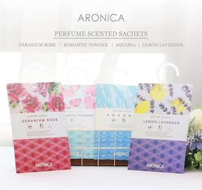 img 2 attached to Aronica Scented Sachet 4-Pack - Geranium Rose Drawer & Closet Air Fresheners With Hanger