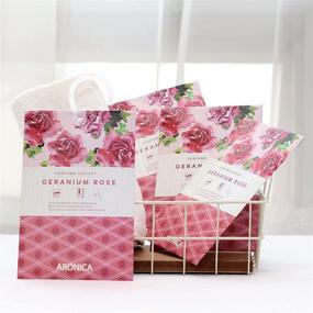 img 3 attached to Aronica Scented Sachet 4-Pack - Geranium Rose Drawer & Closet Air Fresheners With Hanger