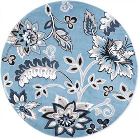 img 4 attached to Traditional Floral Light Blue 7'10" Round Area Rug By Home Dynamix Tremont Lane Azria
