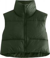 women's zip up bubble vest with stand collar and sleeveless design - padded cropped puffer style by flygo logo