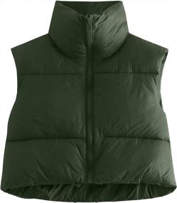 img 4 attached to Women'S Zip Up Bubble Vest With Stand Collar And Sleeveless Design - Padded Cropped Puffer Style By Flygo