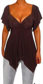 img 3 attached to USA-Made Gothic Black A-Line Tunic Top With V-Neck, Slimming Design For Women By Funfash