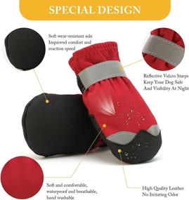 img 1 attached to 🐾 AOKOWN Dog Boots - Waterproof Pet Shoes for Hot Pavement - Anti-Slip Paw Protector - Reflective Straps - 4PCS (Red, Size 6)