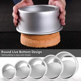 img 2 attached to Anodized Aluminum Round Cake Pan Set With Removable Base - 5 Piece Bakeware For Baking Perfect Cakes For Parties, Birthdays, And Christmas - Sizes 5", 6", 7", 8", And 9