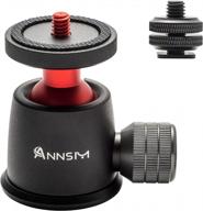 annsm tripod ball head with 360° swivel and rotation, 3/8 inch hot shoe adapter for dslr cameras, camera sliders, stabilizers, camera cages, microphones, led video lights monitors & flashes logo