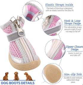 img 2 attached to SUNFURA Breathable Dog Boots, Mesh Pet Shoes for Small & Medium Dogs, Reflective Straps, Durable Anti-Slip Sole, Outdoor Running Booties for hot Pavement, Pink XS