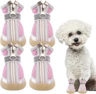 sunfura breathable dog boots, mesh pet shoes for small & medium dogs, reflective straps, durable anti-slip sole, outdoor running booties for hot pavement, pink xs логотип