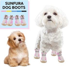 img 3 attached to SUNFURA Breathable Dog Boots, Mesh Pet Shoes for Small & Medium Dogs, Reflective Straps, Durable Anti-Slip Sole, Outdoor Running Booties for hot Pavement, Pink XS