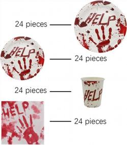 img 3 attached to Spooktacular Halloween Party Set: Pandecor 123 Piece Disposable Tableware For 30 Guests
