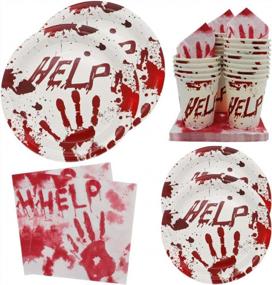 img 4 attached to Spooktacular Halloween Party Set: Pandecor 123 Piece Disposable Tableware For 30 Guests