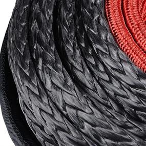 img 2 attached to 🚜 Astra Depot 92ft x 1/2" UHMWPE SK75 Black Synthetic Winch Rope Cable 22,000lbs - Ultimate Strength, Durability, and Safety for Your ATV, UTV, Truck, Boat - Includes Protective Sleeve and Yellow Clevis Slip Hook