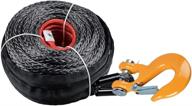π astra depot 92ft x 1/2" uhmwpe sk75 black synthetic winch rope cable 22,000lbs - ultimate strength, durability, and safety for your atv, utv, truck, boat - includes protective sleeve and yellow clevis slip hook logo