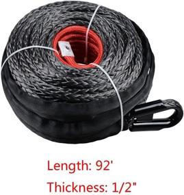 img 1 attached to 🚜 Astra Depot 92ft x 1/2" UHMWPE SK75 Black Synthetic Winch Rope Cable 22,000lbs - Ultimate Strength, Durability, and Safety for Your ATV, UTV, Truck, Boat - Includes Protective Sleeve and Yellow Clevis Slip Hook