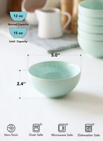 img 3 attached to Set Of 6 LE TAUCI Small Green Bowls, Ideal For Ice Cream, Dessert, Rice, Cereal And Soup - Microwave And Dishwasher Safe, Each Bowl Holds 12 Oz, 5 Inches