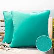 phantoscope pack of 2 outdoor waterproof throw pillow covers decorative square outdoor pillows cushion case patio pillows for couch tent sunbrella (18''x18'', turquoise) logo
