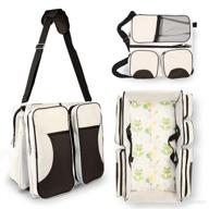 👶 3-in-1 diaper bag backpack: bed, changing station & organizer – waterproof multi-functional baby bassinet diaper backpack with foldable bed – beige logo