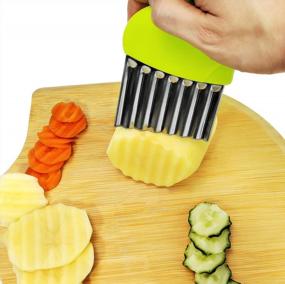 img 2 attached to Stainless Steel Crinkle Cut Vegetable Slicer For Potatoes, Carrots, And Chips - Wavy Chopper Cutter For Perfect French Fries