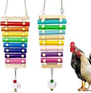 vehomy suspensible wood chicken xylophone toy with 🐔 8 metal keys - rainbow and macaron color - 2pcs logo