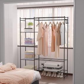 img 3 attached to Portable Wardrobe Closet With Hanging Rods And Shelves - Neprock Clothing Rack For Free Standing Closet Organization And Storage