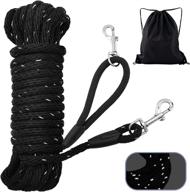 🐾 recall training dog leash by pupteck - heavy duty 30ft rope with reflective properties, double hooks for small, medium, and large dogs - extender yard lead for walking, playing, camping - effective for training logo