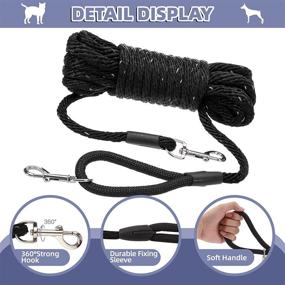 img 3 attached to 🐾 Recall Training Dog Leash by PUPTECK - Heavy Duty 30FT Rope with Reflective Properties, Double Hooks for Small, Medium, and Large Dogs - Extender Yard Lead for Walking, Playing, Camping - Effective for Training