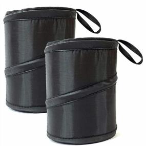img 4 attached to 2-Pack Car Trash Can Portable Garbage Bin Collapsible Pop Up Waterproof Bag Waste Basket Rubbish Bin - Black