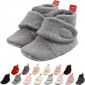 img 4 attached to Ohwawadi Warm Infant Baby Slippers For Girls And Boys - Newborn Crib Shoes For Prewalkers, Baby Footwear With Soft Soles And Cozy Socks