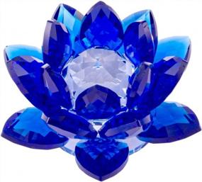 img 4 attached to Sapphire Blue Crystal Lotus Flower Feng Shui Home Decor By Amlong Crystal: Enhance Your Living Space With Elegant Charm And Style