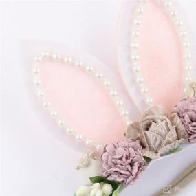 img 3 attached to 🐰 Bunny Headband with Rose Ears - Easter Spring Flower Crown for Baby Girls