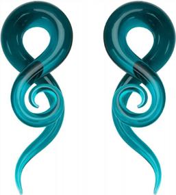 img 2 attached to 4PCS BodyJ4You Glass Tapers Set Spiral Zebra Stripes Teal Plugs Ear Gauges Hangers 4G-16Mm Stretchers