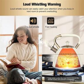 img 1 attached to 🍵 Modern Whistling Tea Kettle - Stove Top 3.17 Quart, Surgical 5 Layer Stainless Steel Teapot with Cool Touch Ergonomic Handle Teapot - Pot For Stove Top (Copper Handle)