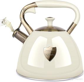 img 4 attached to 🍵 Modern Whistling Tea Kettle - Stove Top 3.17 Quart, Surgical 5 Layer Stainless Steel Teapot with Cool Touch Ergonomic Handle Teapot - Pot For Stove Top (Copper Handle)