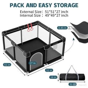 img 3 attached to Kids Large Baby Playpen: Indoor & Outdoor Activity Center with Gate, Sturdy Safety Yard for Babies and Toddlers – Breathable Mesh, Infants Fence (Black)