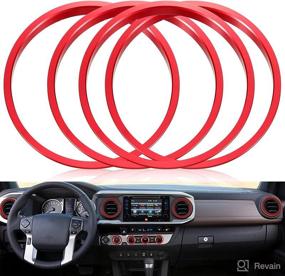 img 1 attached to Red 4 Pcs A/C Vent Outer Ring Trim + 4 Pcs Aluminum Alloy Button Cover Ring for Tacoma 2016-2020 (AC Switch, Audio CD Knob) - Enhances Vehicle Interior