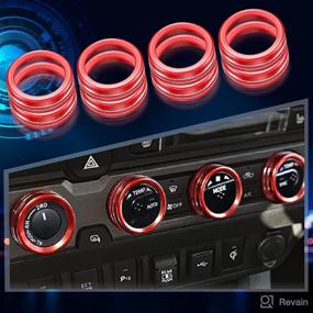 img 2 attached to Red 4 Pcs A/C Vent Outer Ring Trim + 4 Pcs Aluminum Alloy Button Cover Ring for Tacoma 2016-2020 (AC Switch, Audio CD Knob) - Enhances Vehicle Interior