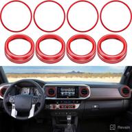 red 4 pcs a/c vent outer ring trim + 4 pcs aluminum alloy button cover ring for tacoma 2016-2020 (ac switch, audio cd knob) - enhances vehicle interior logo