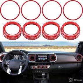 img 4 attached to Red 4 Pcs A/C Vent Outer Ring Trim + 4 Pcs Aluminum Alloy Button Cover Ring for Tacoma 2016-2020 (AC Switch, Audio CD Knob) - Enhances Vehicle Interior