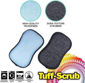 img 3 attached to 🧽 The Advanced TUFF-SCRUB Microfiber Multi Surface Scrub and Wipe Sponges, Dual-Sided for Effective Scouring and Effortless Household Cleaning, Machine Washable (Pack of 4)