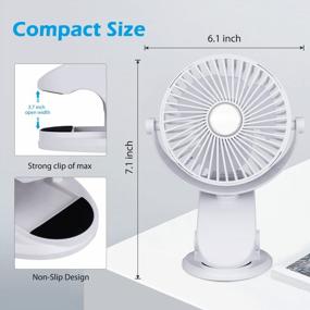 img 3 attached to Rechargeable Clip-On Stroller Fan - BRIGENIUS Battery Operated Portable Mini Desk Fan For Baby Stroller, Office & Outdoor Travel (White)