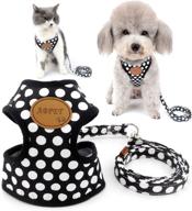 selmai small dog harness vest leash set: stylish polka dot/camo design with mesh padding and no-pull leads for puppy, pet, and cat (small size, pack of 1) - black logo