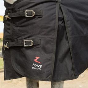 img 4 attached to 🐴 HORZE Nevada Waterproof Horse Turnout Blanket - 200g Fill, Medium Weight, 1200D - Dakota Black, 75&#34;
