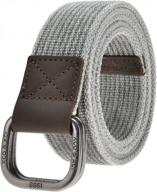 men's casual canvas belt with genuine leather trimming and double d-ring buckle by ayliss логотип